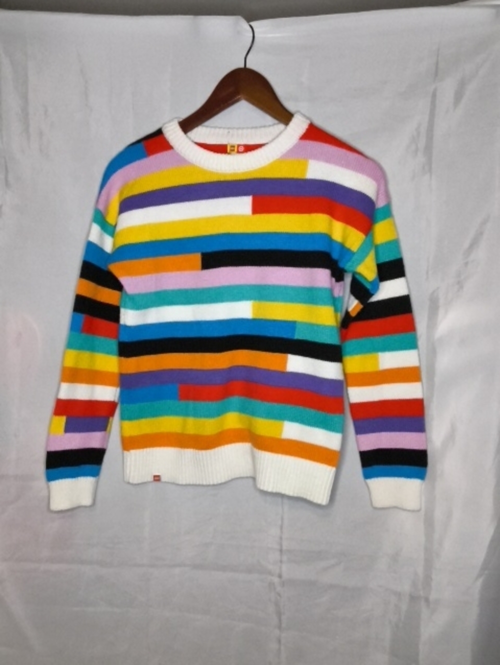 Lego White Yellow Purple Red Striped Crewneck Sweater By Target Youth Large